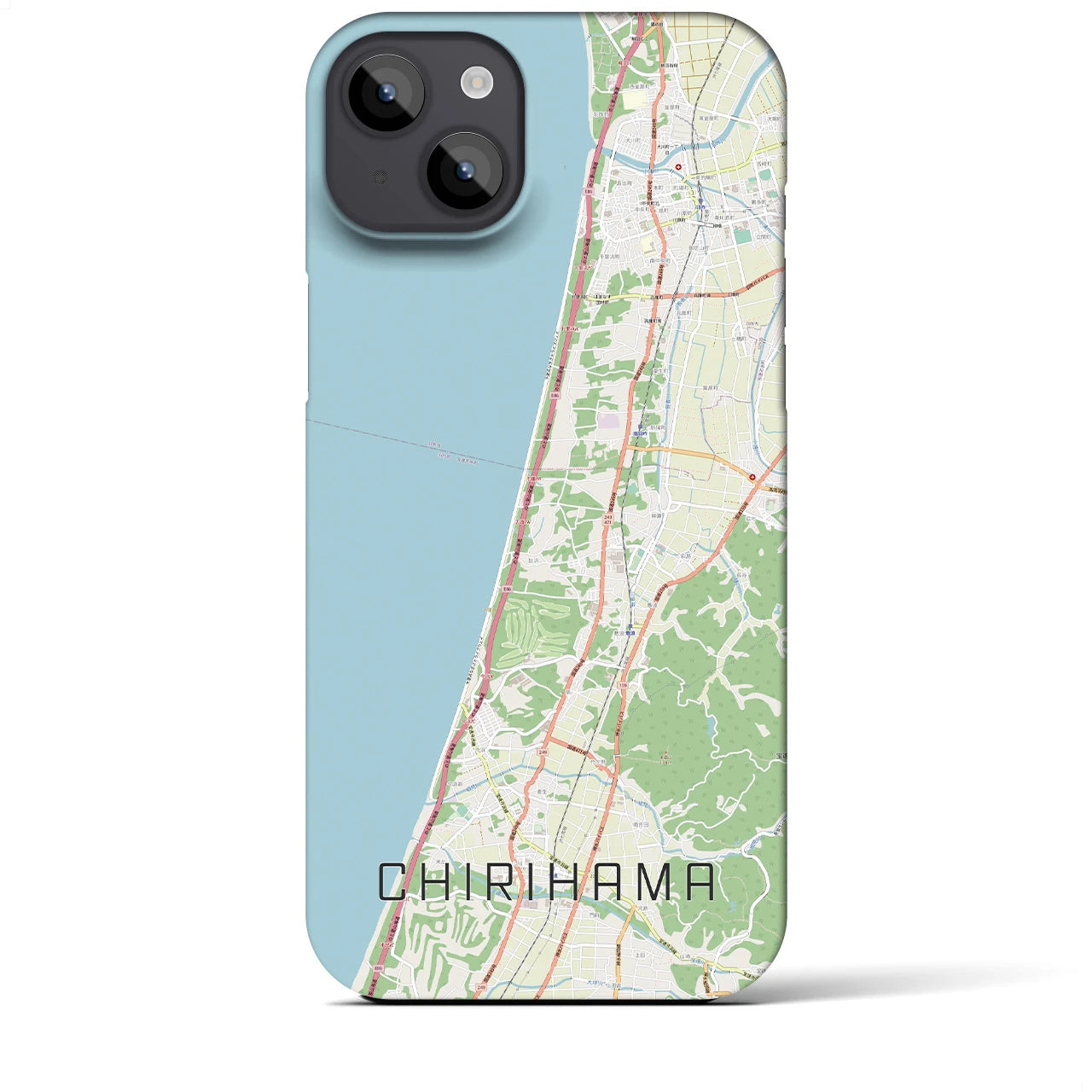 【千里浜】地図柄iPhoneケース（バックカバータイプ・ナチュラル）iPhone 14 Plus 用