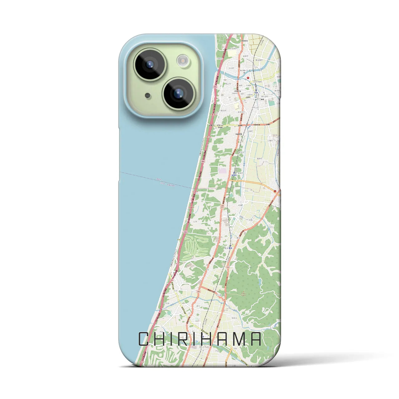 【千里浜】地図柄iPhoneケース（バックカバータイプ・ナチュラル）iPhone 15 用