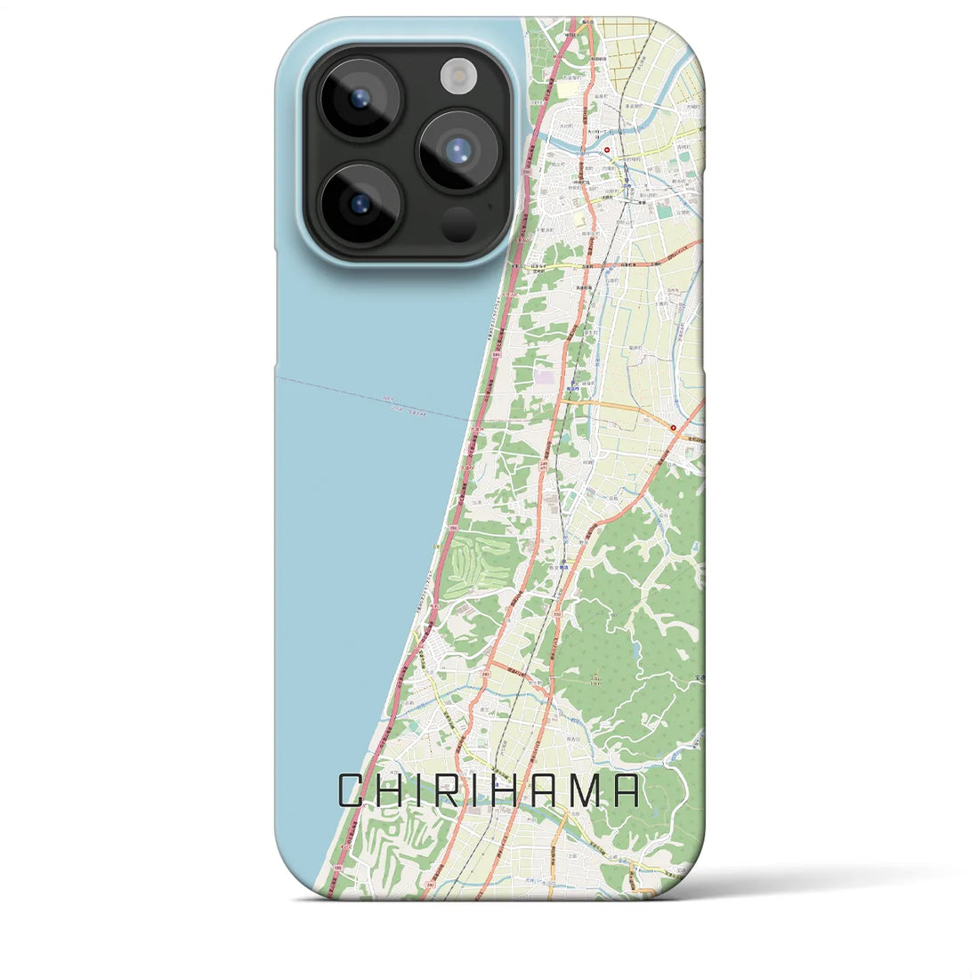 【千里浜】地図柄iPhoneケース（バックカバータイプ・ナチュラル）iPhone 15 Pro Max 用