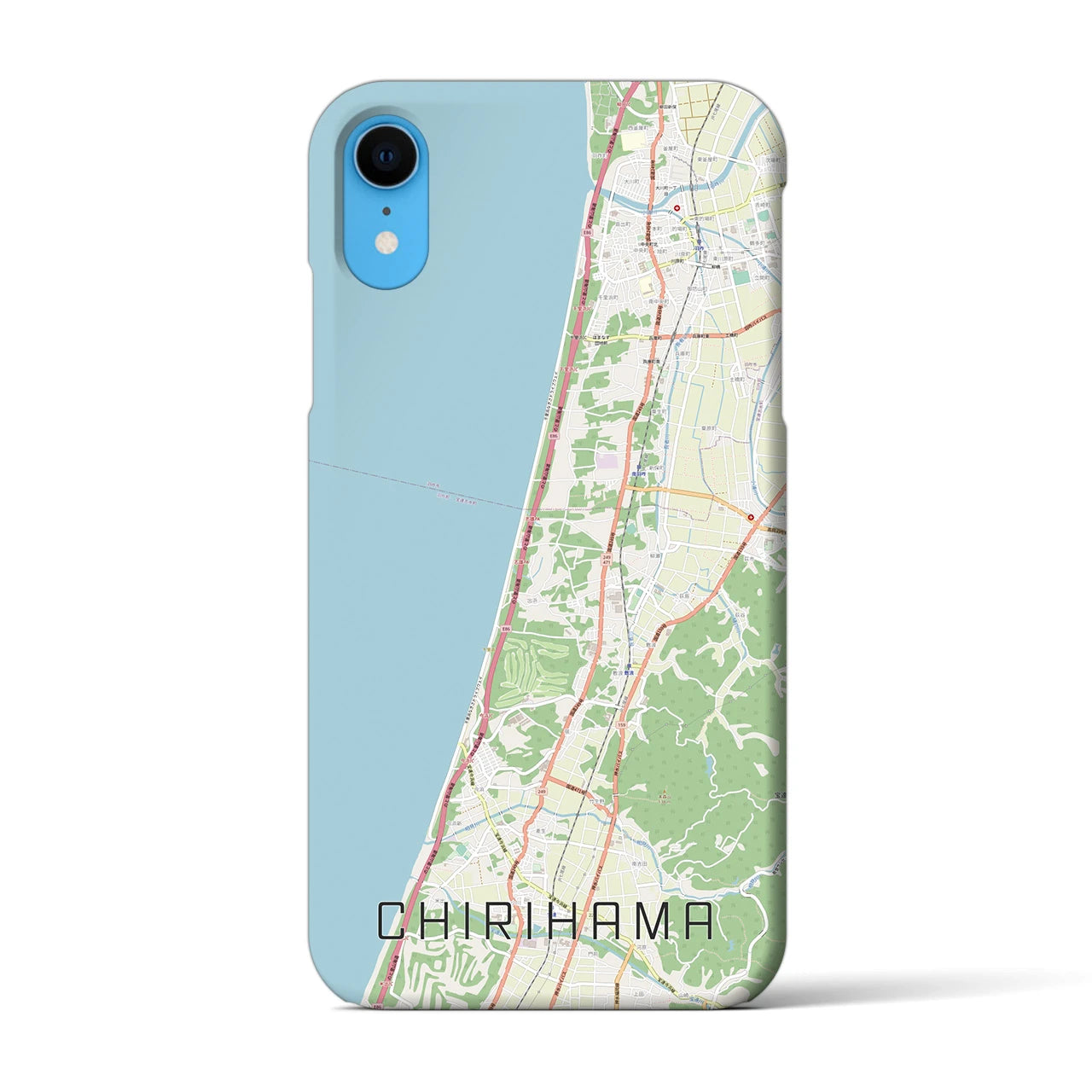【千里浜】地図柄iPhoneケース（バックカバータイプ・ナチュラル）iPhone XR 用