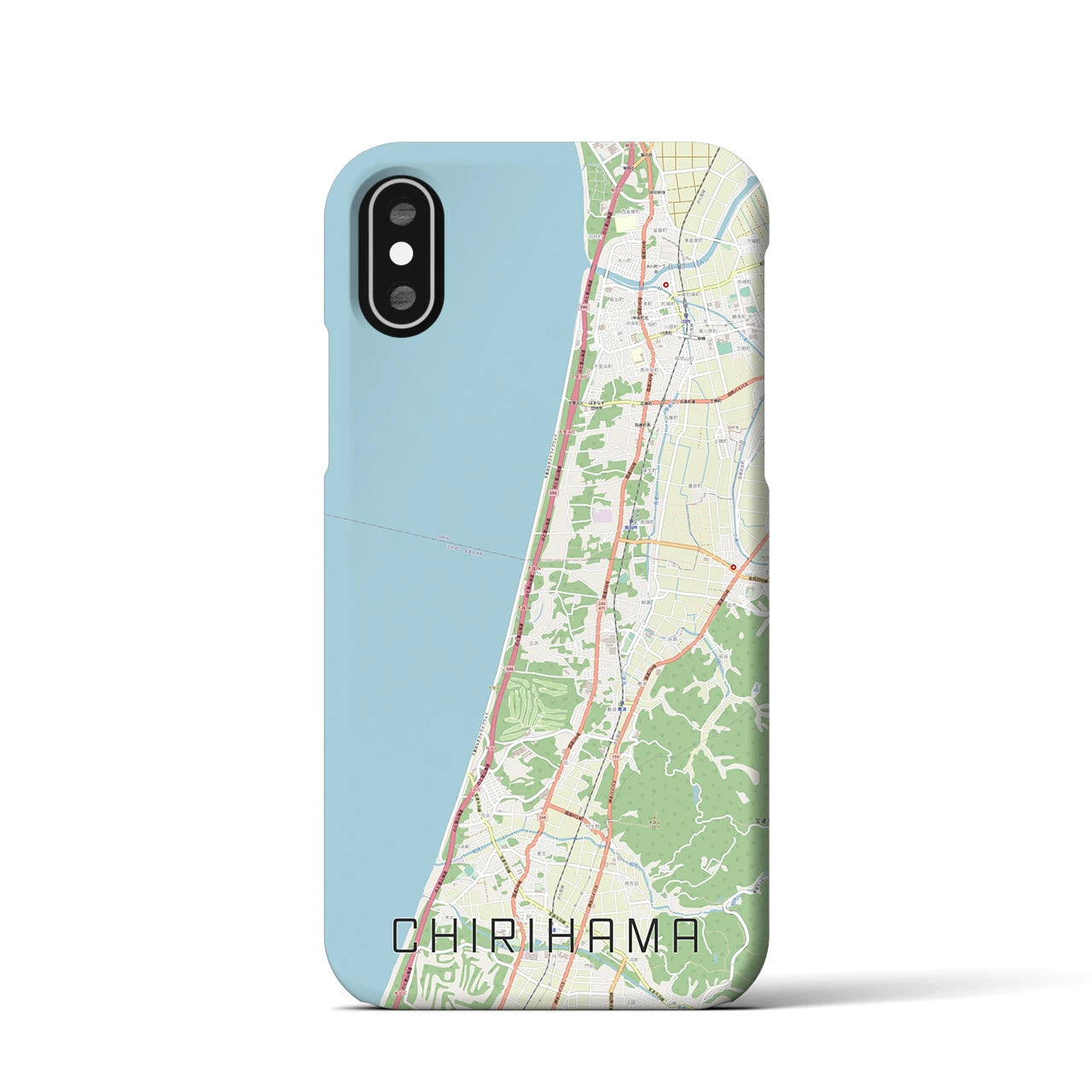 【千里浜】地図柄iPhoneケース（バックカバータイプ・ナチュラル）iPhone XS / X 用