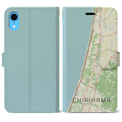 【千里浜】地図柄iPhoneケース（手帳両面タイプ・ナチュラル）iPhone XR 用