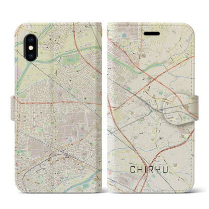 【知立（愛知県）】地図柄iPhoneケース（手帳タイプ）ナチュラル・iPhone XS / X 用
