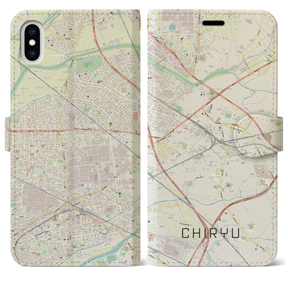【知立（愛知県）】地図柄iPhoneケース（手帳タイプ）ナチュラル・iPhone XS Max 用