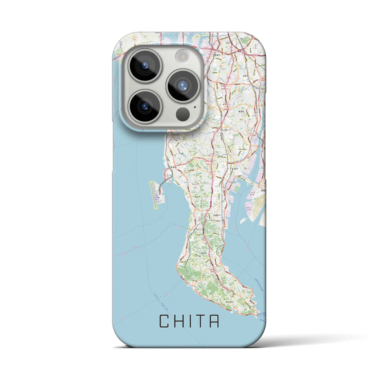 【知多2】地図柄iPhoneケース（バックカバータイプ・ナチュラル）iPhone 15 Pro 用