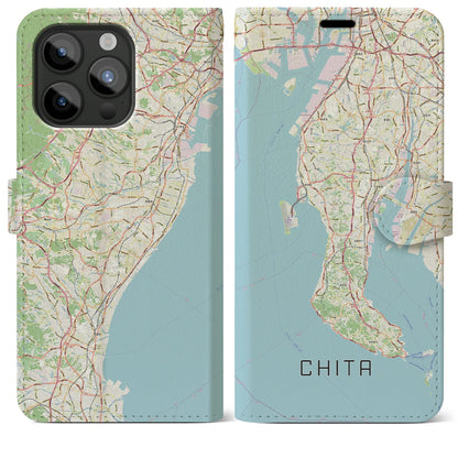 【知多2（愛知県）】地図柄iPhoneケース（手帳タイプ）ナチュラル・iPhone 15 Pro Max 用