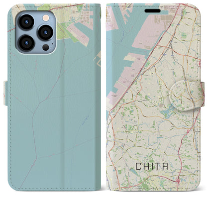 【知多（愛知県）】地図柄iPhoneケース（手帳タイプ）ナチュラル・iPhone 13 Pro Max 用