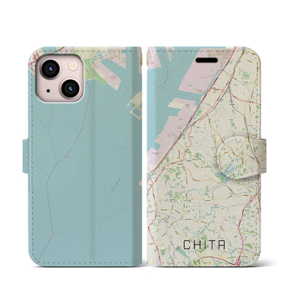 【知多（愛知県）】地図柄iPhoneケース（手帳タイプ）ナチュラル・iPhone 13 mini 用