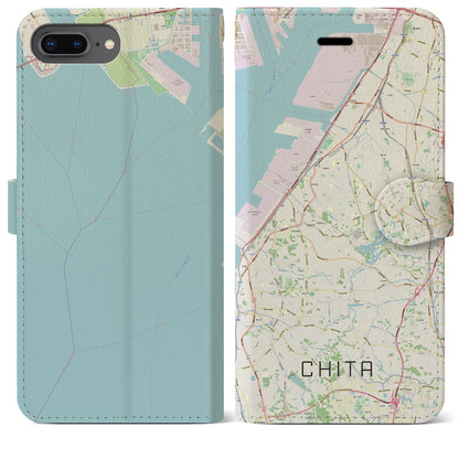 【知多（愛知県）】地図柄iPhoneケース（手帳タイプ）ナチュラル・iPhone 8Plus /7Plus / 6sPlus / 6Plus 用