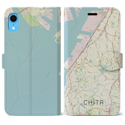 【知多（愛知県）】地図柄iPhoneケース（手帳タイプ）ナチュラル・iPhone XR 用