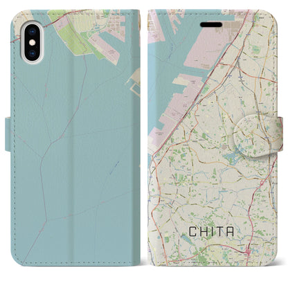 【知多（愛知県）】地図柄iPhoneケース（手帳タイプ）ナチュラル・iPhone XS Max 用
