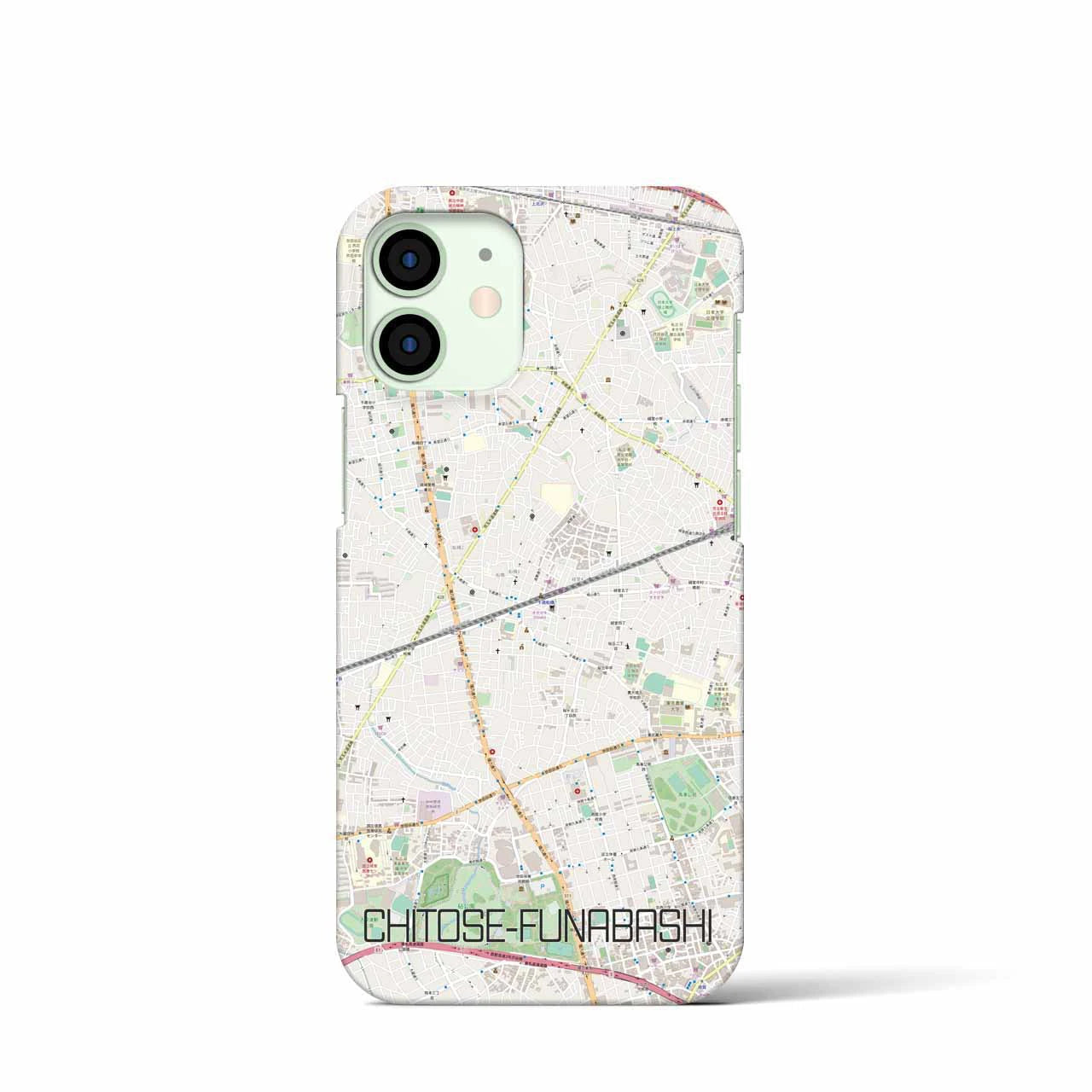 【千歳船橋】地図柄iPhoneケース（バックカバータイプ・ナチュラル）iPhone 12 mini 用