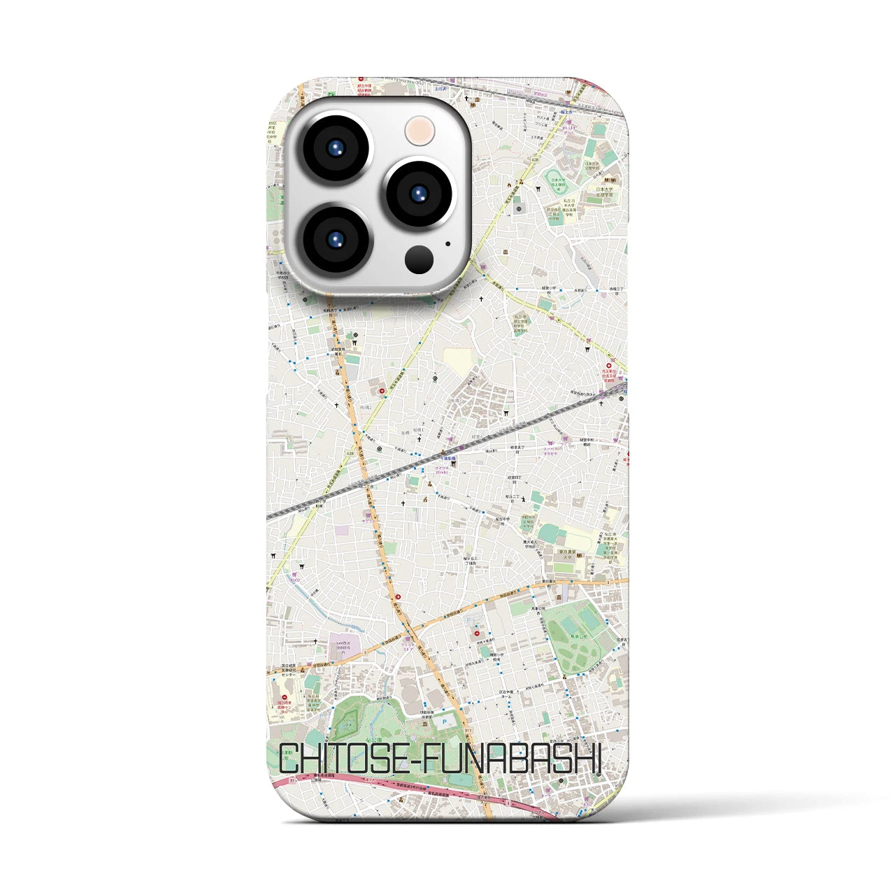 【千歳船橋】地図柄iPhoneケース（バックカバータイプ・ナチュラル）iPhone 13 Pro 用