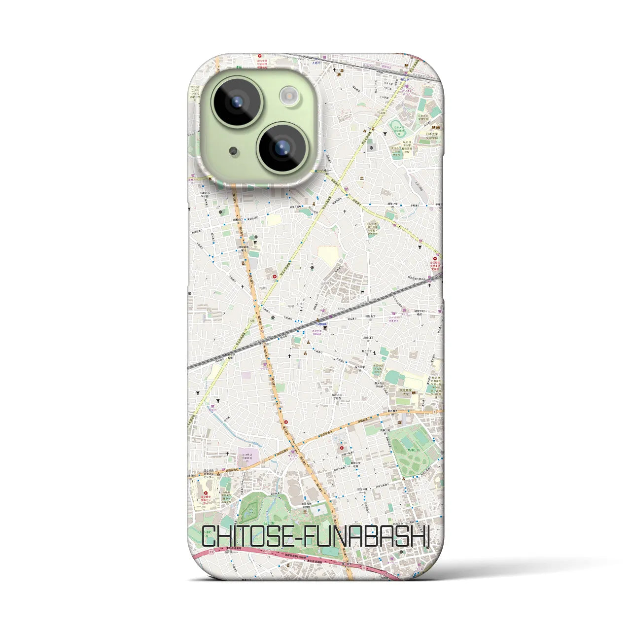 【千歳船橋】地図柄iPhoneケース（バックカバータイプ・ナチュラル）iPhone 15 用