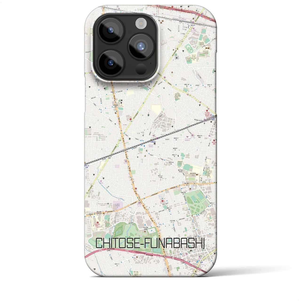 【千歳船橋】地図柄iPhoneケース（バックカバータイプ・ナチュラル）iPhone 15 Pro Max 用