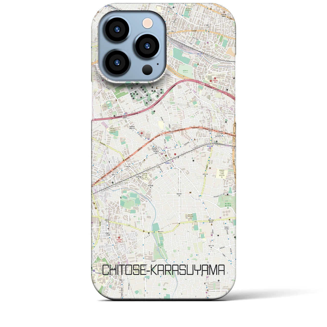 【千歳烏山】地図柄iPhoneケース（バックカバータイプ・ナチュラル）iPhone 13 Pro Max 用