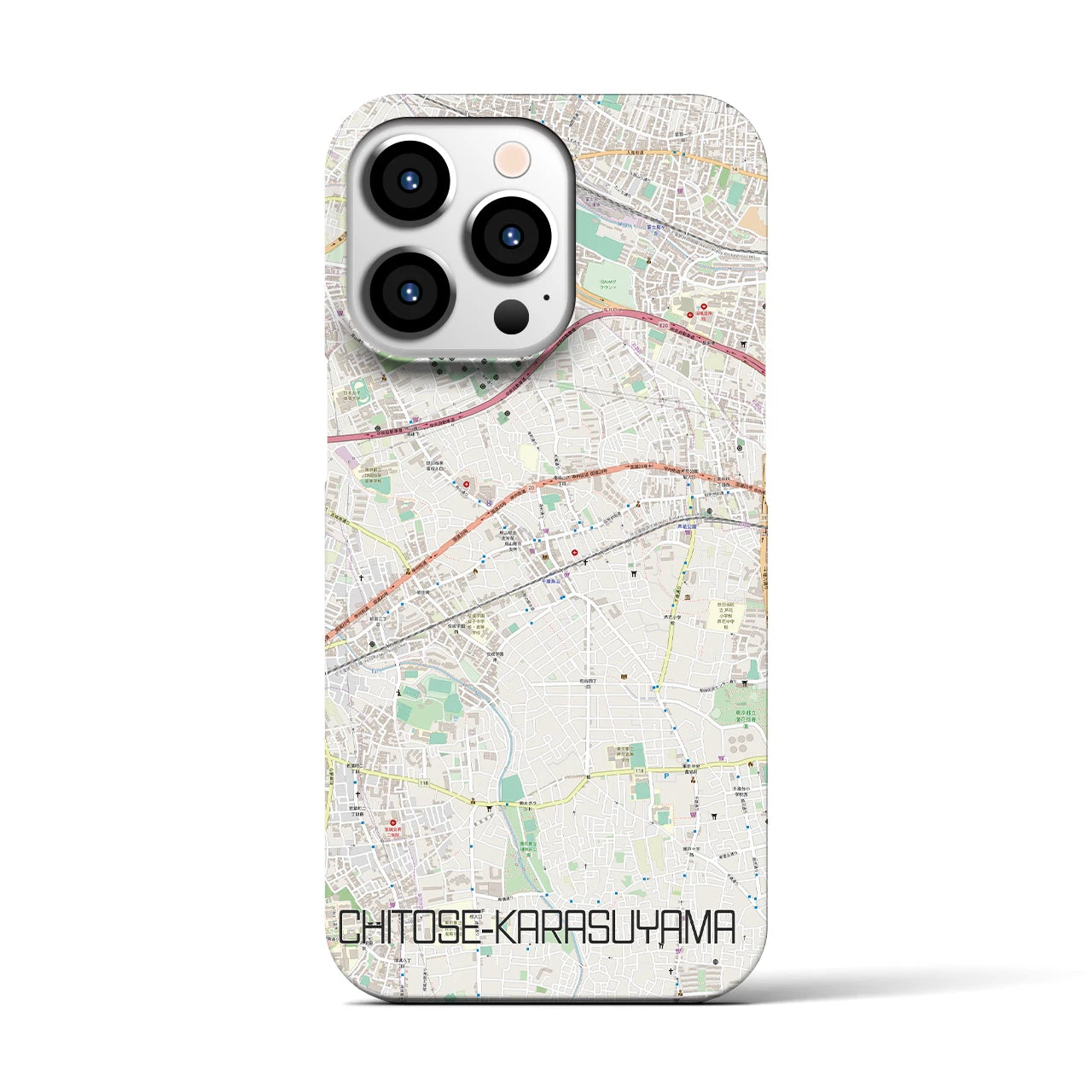 【千歳烏山】地図柄iPhoneケース（バックカバータイプ・ナチュラル）iPhone 13 Pro 用