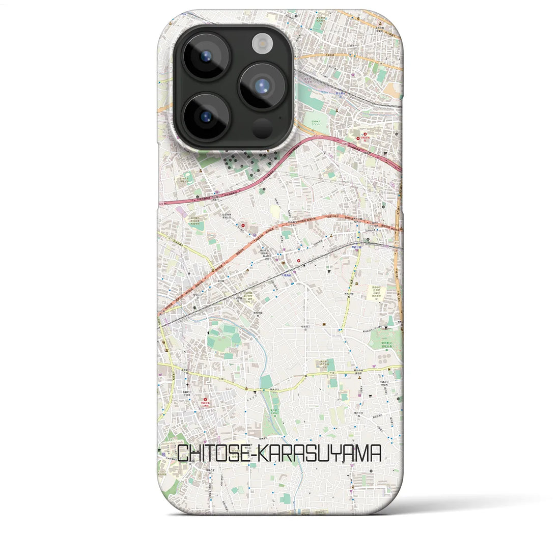 【千歳烏山】地図柄iPhoneケース（バックカバータイプ・ナチュラル）iPhone 15 Pro Max 用