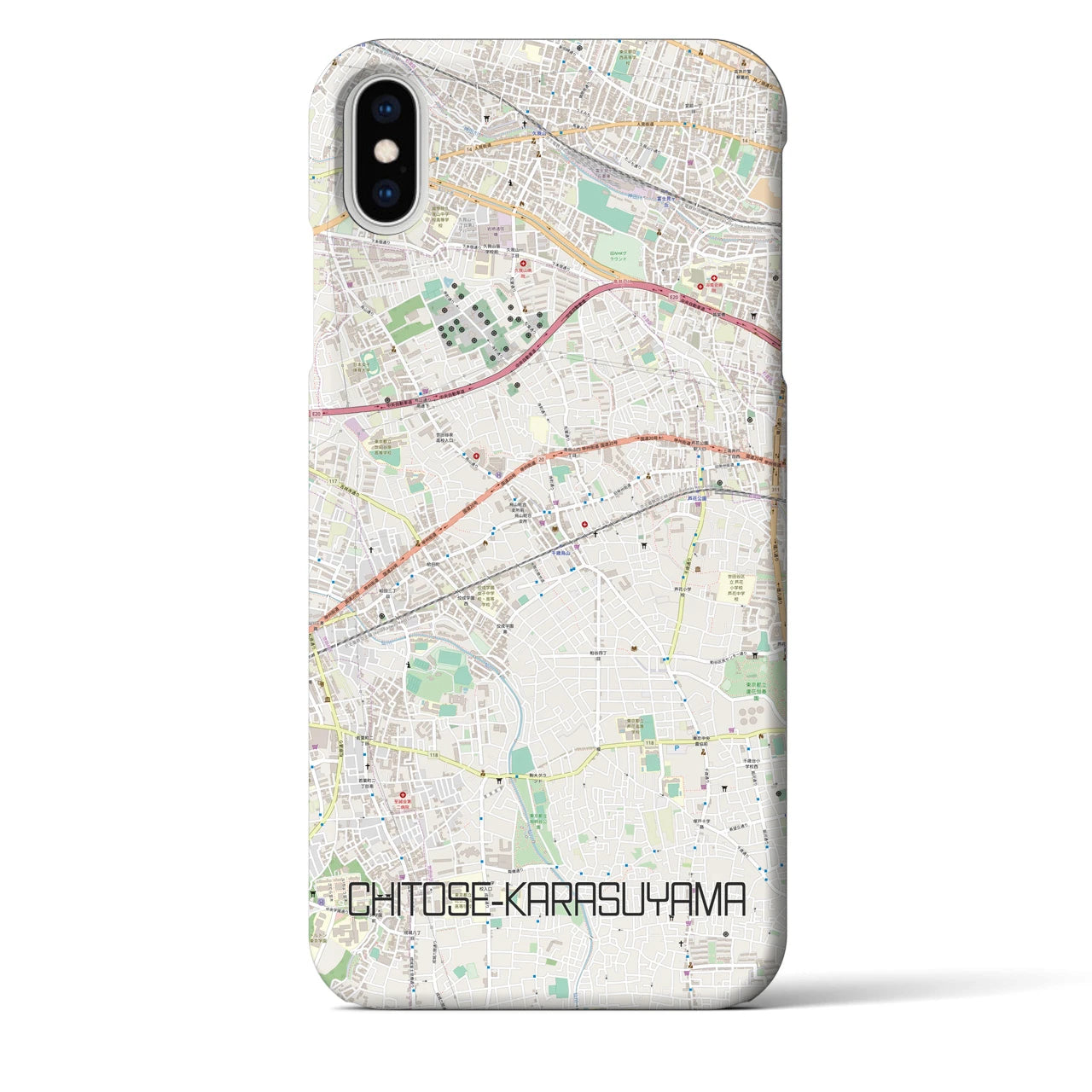 【千歳烏山】地図柄iPhoneケース（バックカバータイプ・ナチュラル）iPhone XS Max 用
