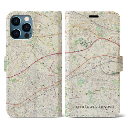 【千歳烏山（東京都）】地図柄iPhoneケース（手帳タイプ）ナチュラル・iPhone 12 / 12 Pro 用