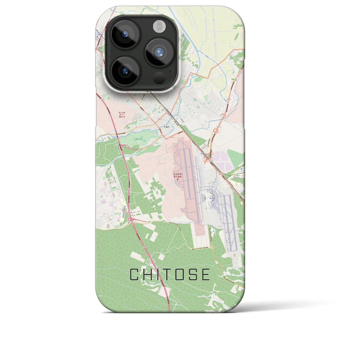 【千歳】地図柄iPhoneケース（バックカバータイプ・ナチュラル）iPhone 15 Pro Max 用