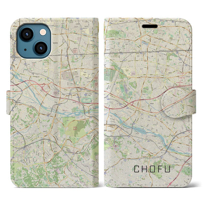 【調布2（東京都）】地図柄iPhoneケース（手帳タイプ）ナチュラル・iPhone 13 用