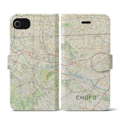 【調布2（東京都）】地図柄iPhoneケース（手帳タイプ）ナチュラル・iPhone SE（第3 / 第2世代） / 8 / 7 / 6s / 6 用