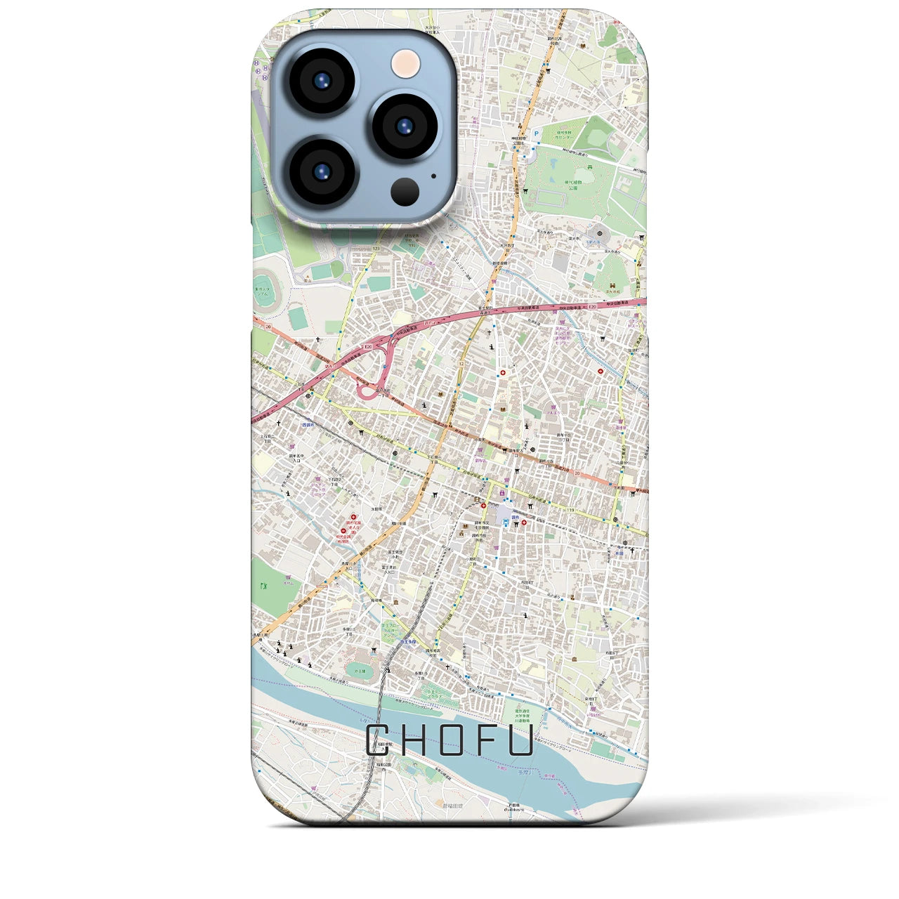 【調布】地図柄iPhoneケース（バックカバータイプ・ナチュラル）iPhone 13 Pro Max 用