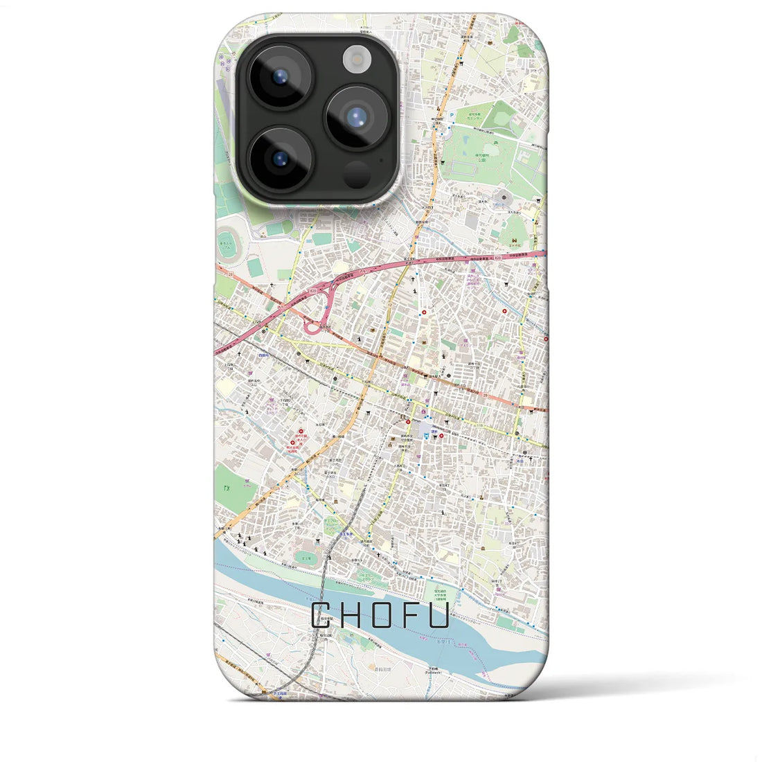【調布】地図柄iPhoneケース（バックカバータイプ・ナチュラル）iPhone 15 Pro Max 用