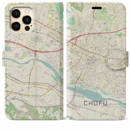 【調布（東京都）】地図柄iPhoneケース（手帳タイプ）ナチュラル・iPhone 12 Pro Max 用