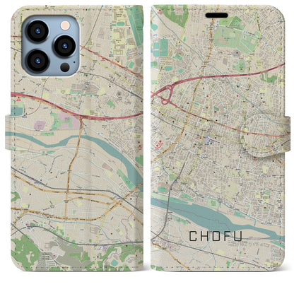 【調布（東京都）】地図柄iPhoneケース（手帳タイプ）ナチュラル・iPhone 13 Pro Max 用
