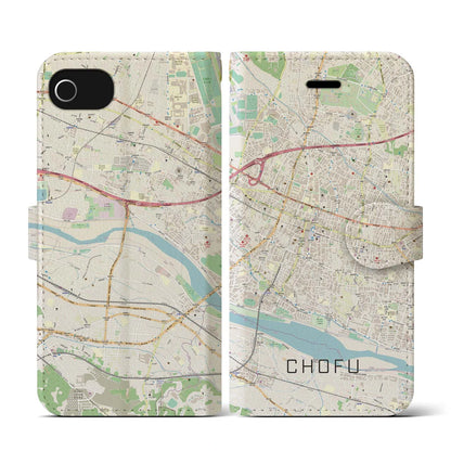 【調布（東京都）】地図柄iPhoneケース（手帳タイプ）ナチュラル・iPhone SE（第3 / 第2世代） / 8 / 7 / 6s / 6 用