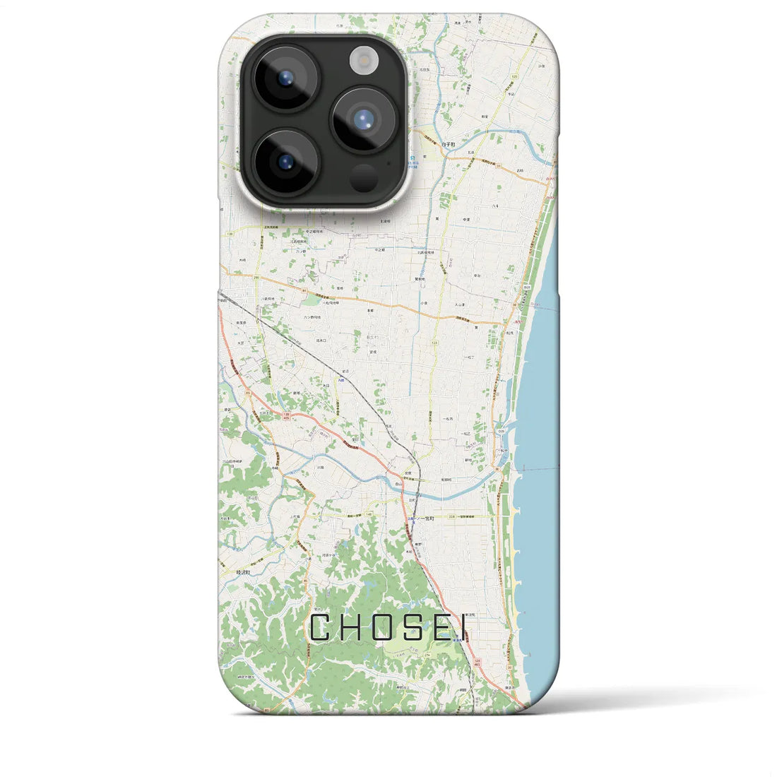【長生】地図柄iPhoneケース（バックカバータイプ・ナチュラル）iPhone 15 Pro Max 用