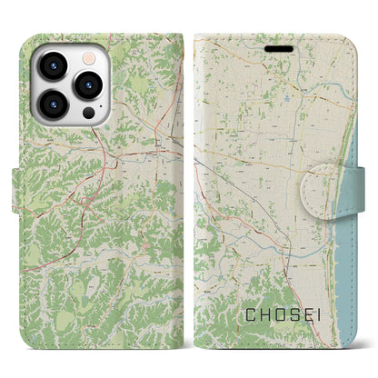 【長生（千葉県）】地図柄iPhoneケース（手帳タイプ）ナチュラル・iPhone 13 Pro 用