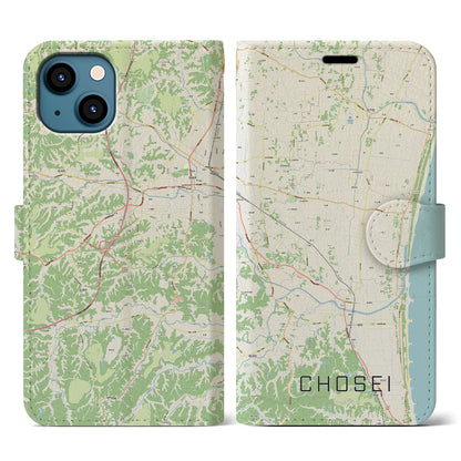 【長生（千葉県）】地図柄iPhoneケース（手帳タイプ）ナチュラル・iPhone 13 用