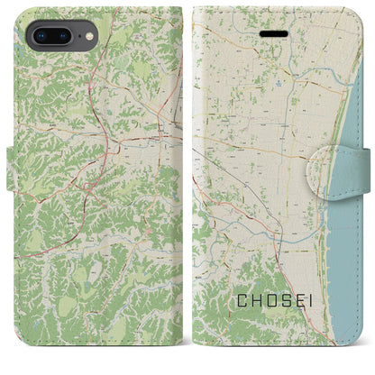 【長生（千葉県）】地図柄iPhoneケース（手帳タイプ）ナチュラル・iPhone 8Plus /7Plus / 6sPlus / 6Plus 用