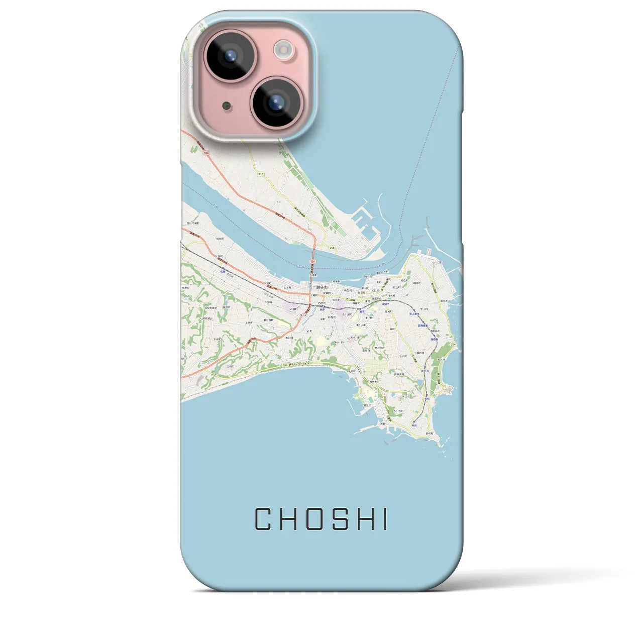 【銚子】地図柄iPhoneケース（バックカバータイプ・ナチュラル）iPhone 15 Plus 用