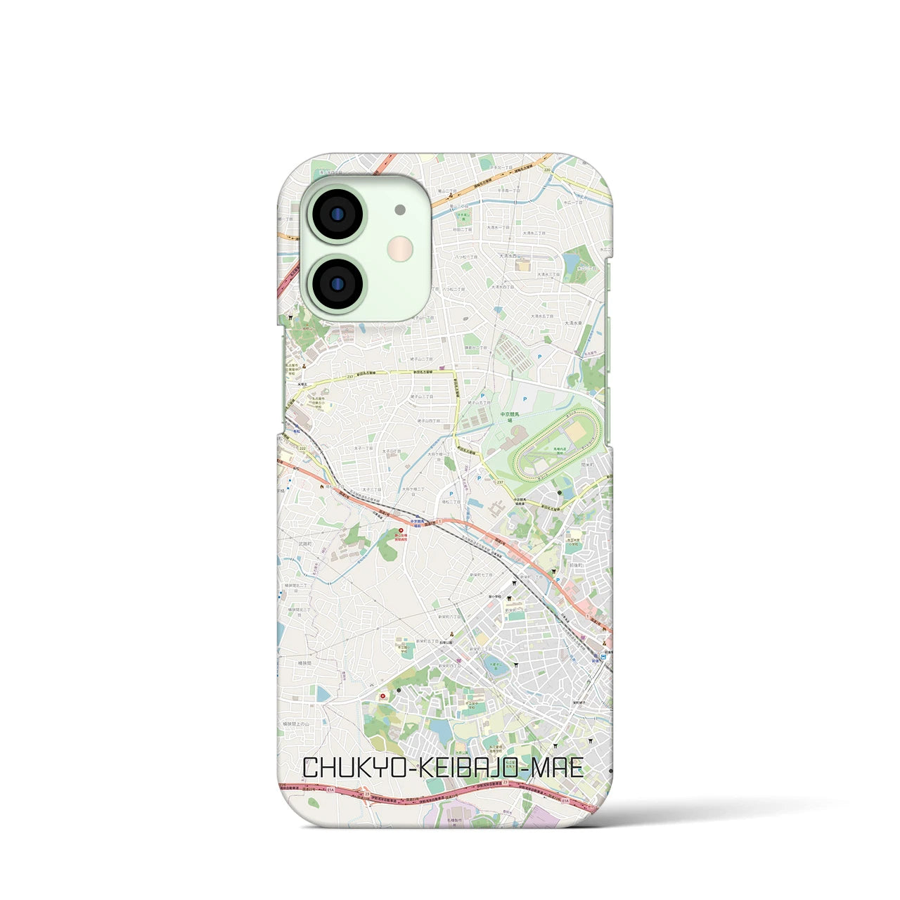 【中京競馬場前】地図柄iPhoneケース（バックカバータイプ・ナチュラル）iPhone 12 mini 用