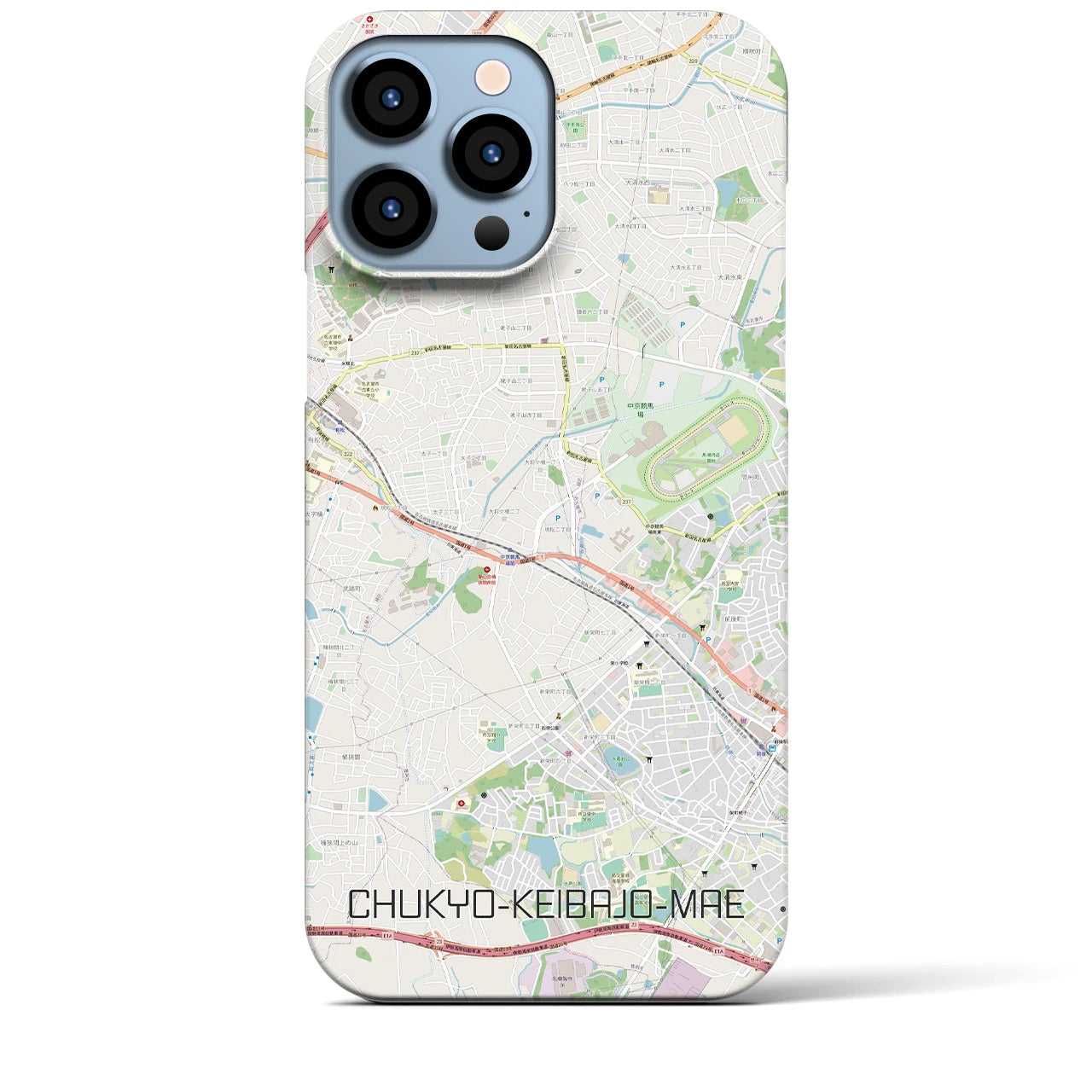 【中京競馬場前】地図柄iPhoneケース（バックカバータイプ・ナチュラル）iPhone 13 Pro Max 用