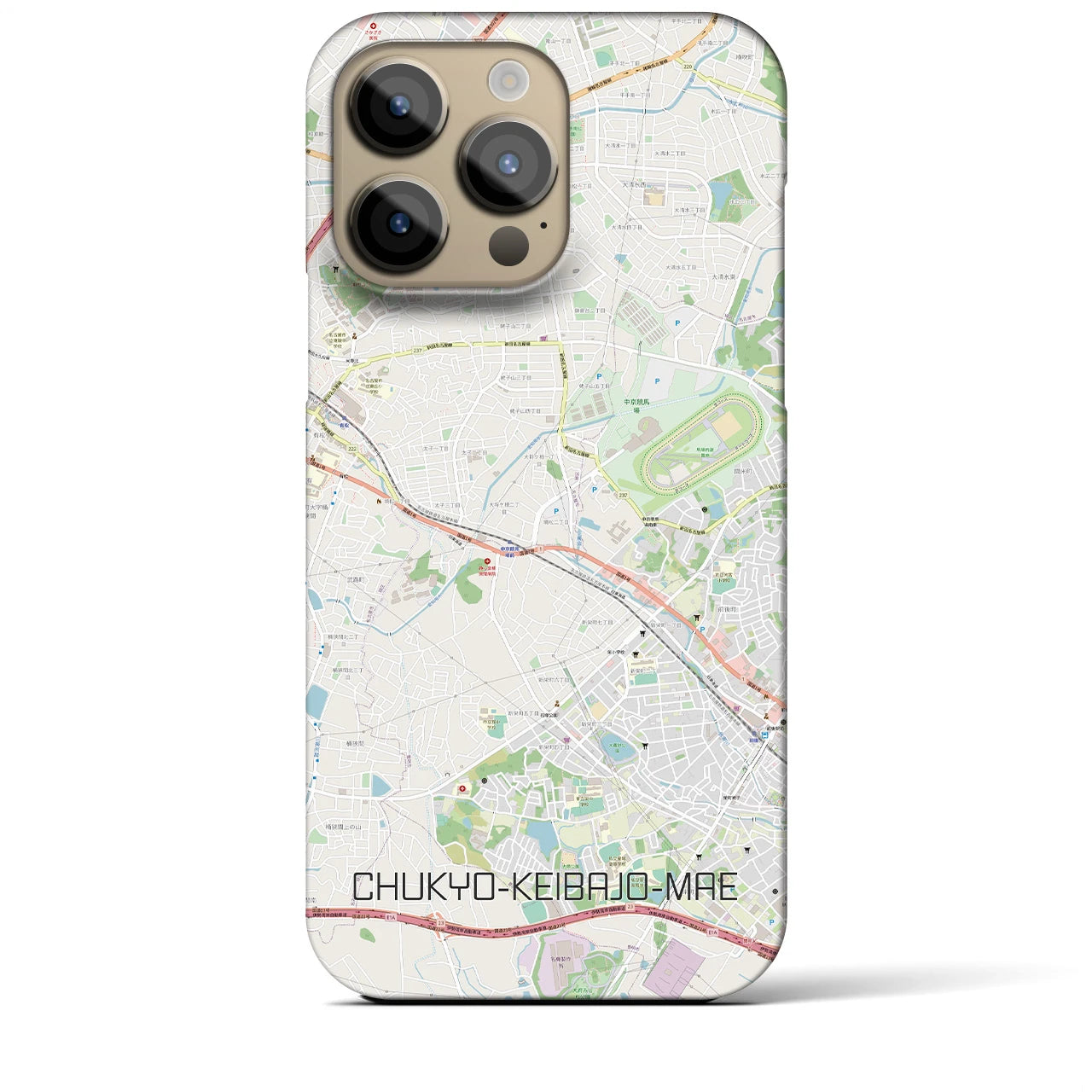 【中京競馬場前】地図柄iPhoneケース（バックカバータイプ・ナチュラル）iPhone 14 Pro Max 用