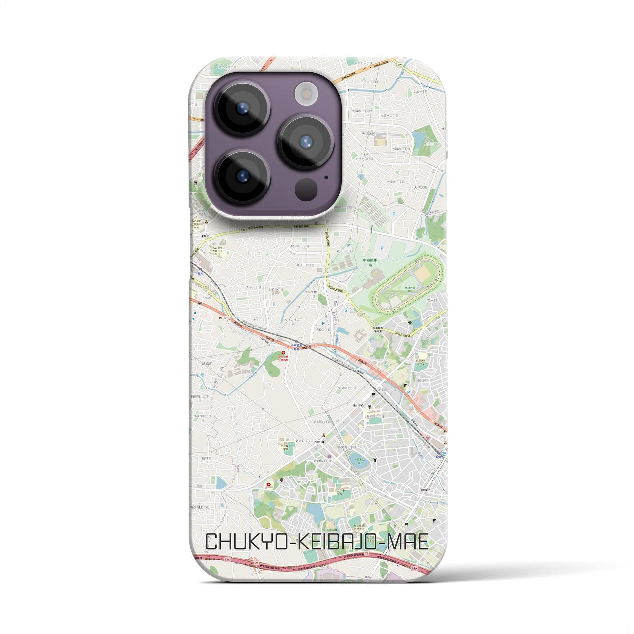 【中京競馬場前】地図柄iPhoneケース（バックカバータイプ・ナチュラル）iPhone 14 Pro 用