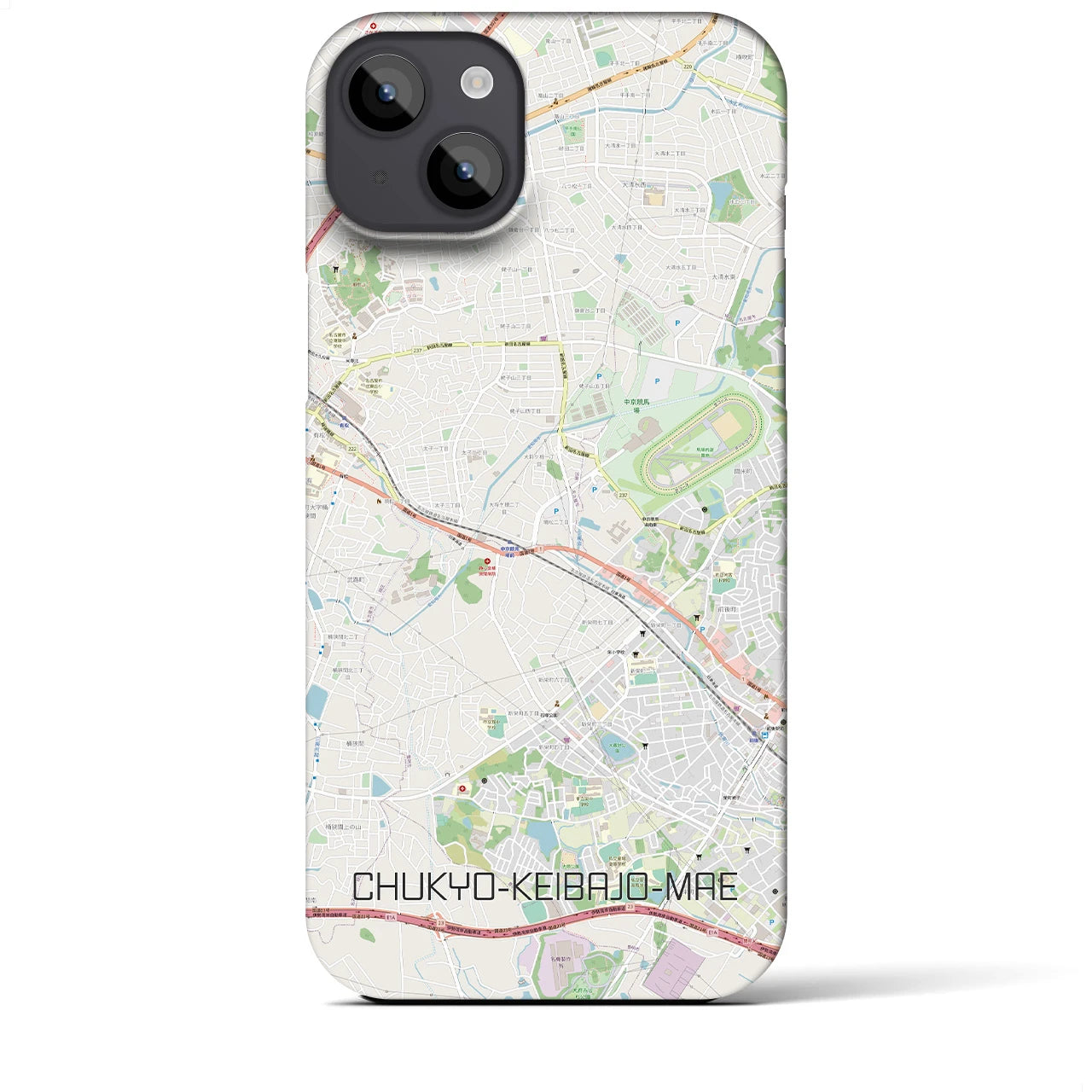 【中京競馬場前】地図柄iPhoneケース（バックカバータイプ・ナチュラル）iPhone 14 Plus 用