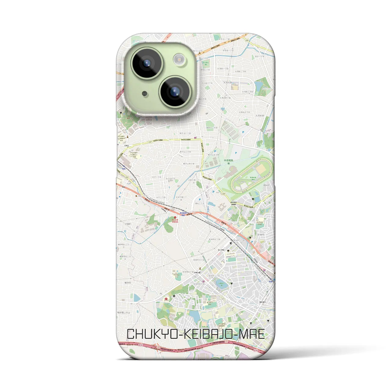 【中京競馬場前】地図柄iPhoneケース（バックカバータイプ・ナチュラル）iPhone 15 用