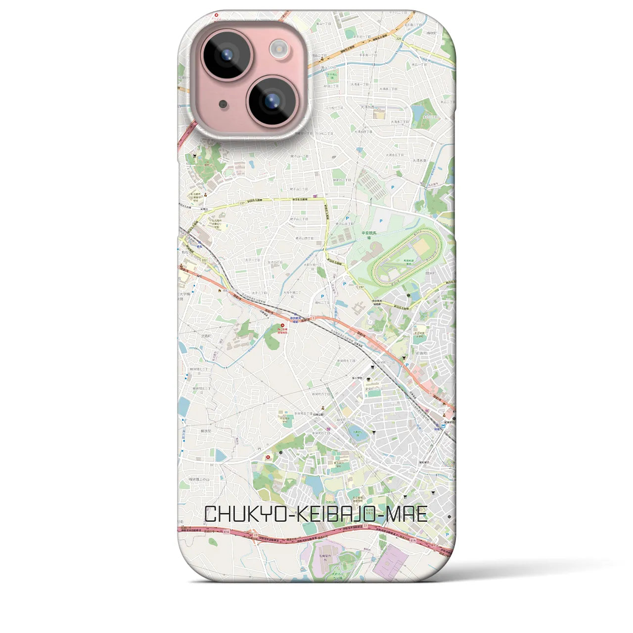 【中京競馬場前】地図柄iPhoneケース（バックカバータイプ・ナチュラル）iPhone 15 Plus 用