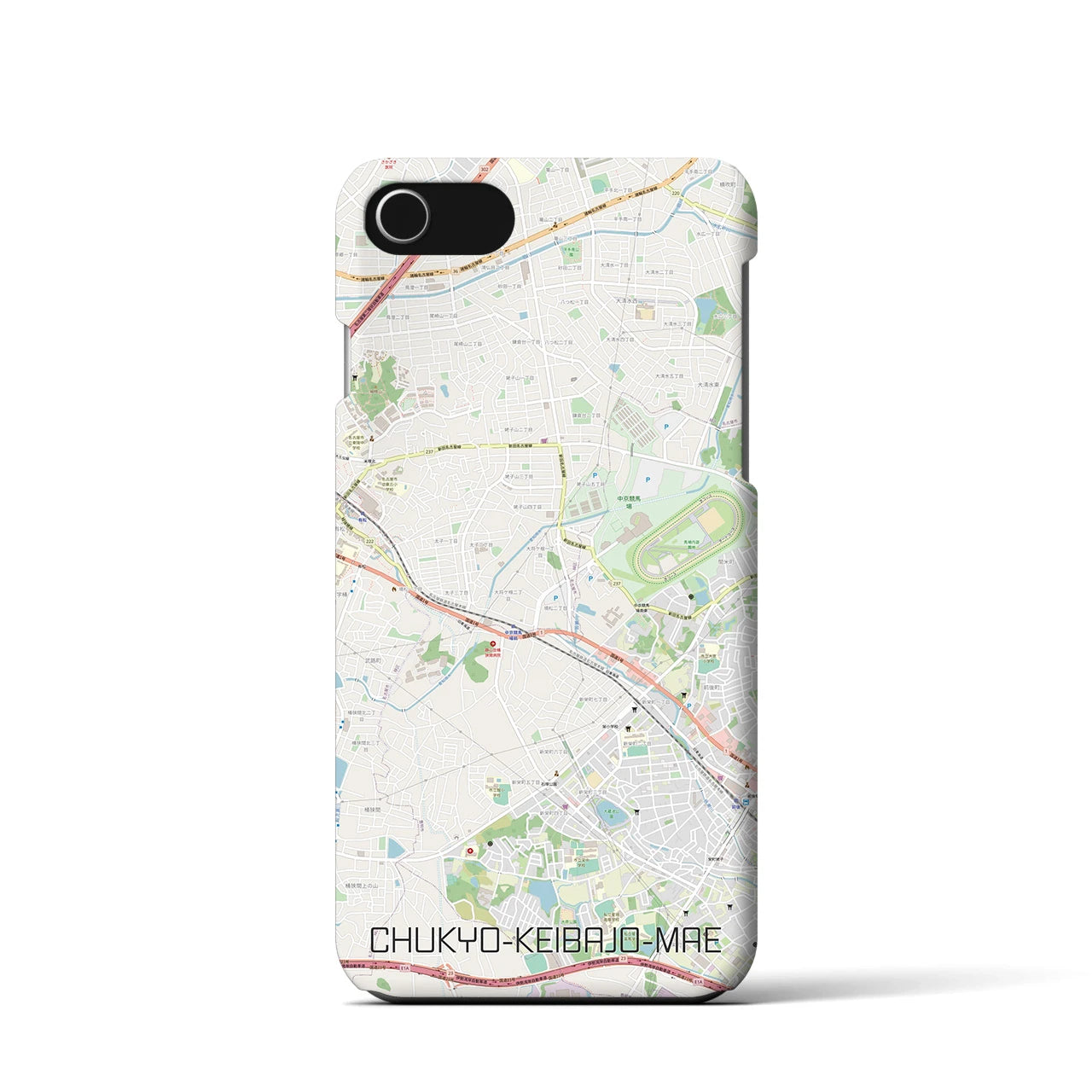 【中京競馬場前】地図柄iPhoneケース（バックカバータイプ・ナチュラル）iPhone SE（第3 / 第2世代） / 8 / 7 / 6s / 6 用