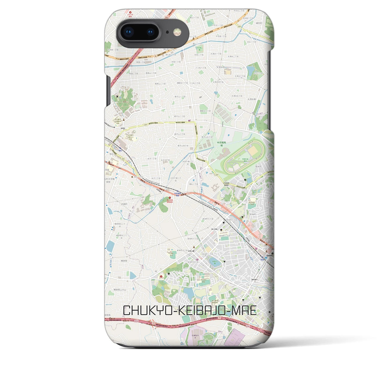 【中京競馬場前】地図柄iPhoneケース（バックカバータイプ・ナチュラル）iPhone 8Plus /7Plus / 6sPlus / 6Plus 用