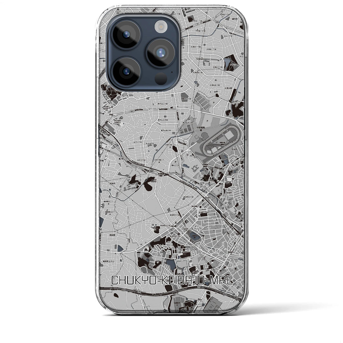 【中京競馬場前】地図柄iPhoneケース（クリアタイプ・モノトーン）iPhone 15 Pro Max 用