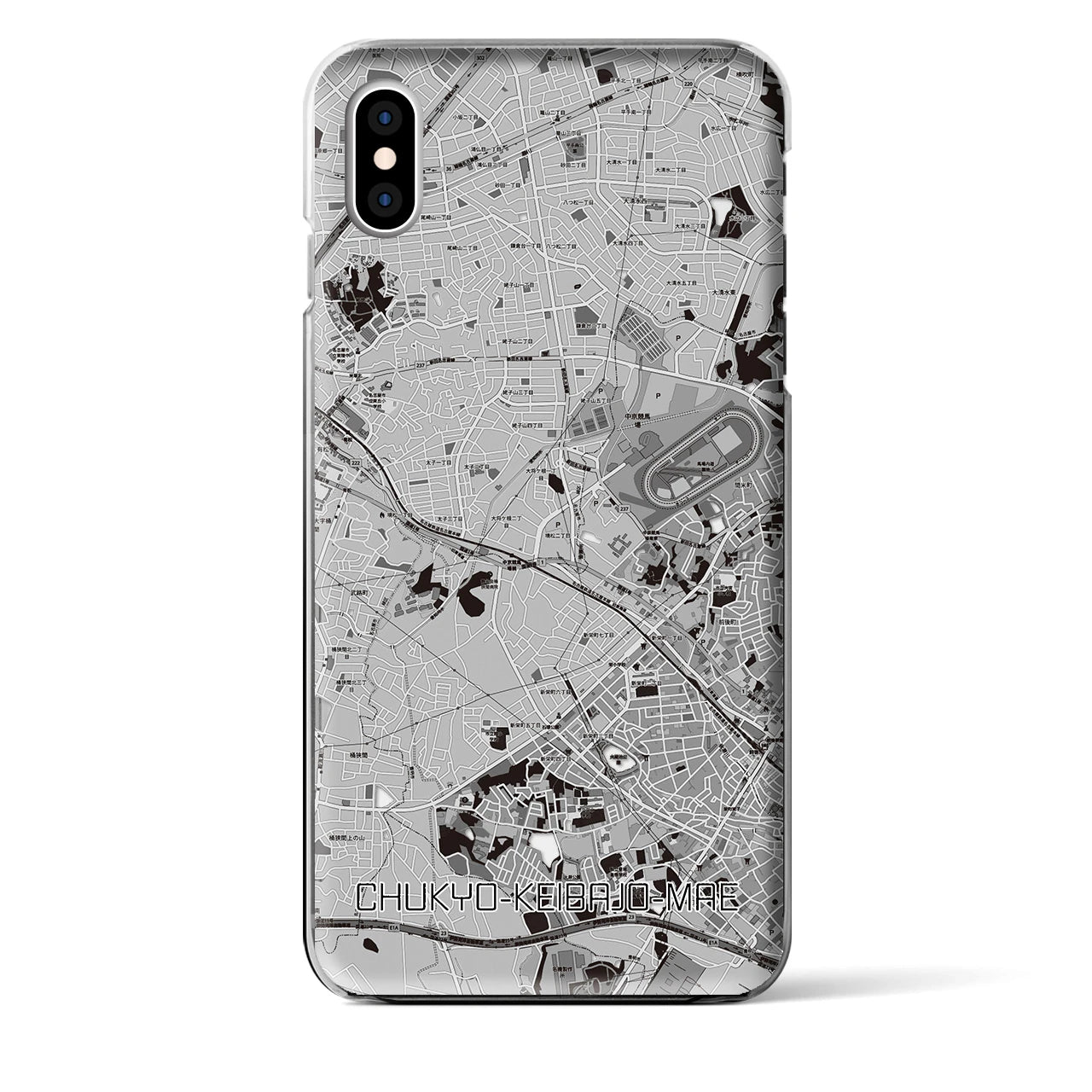 【中京競馬場前】地図柄iPhoneケース（クリアタイプ・モノトーン）iPhone XS Max 用