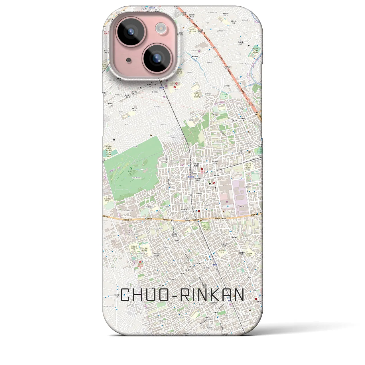 【中央林間】地図柄iPhoneケース（バックカバータイプ・ナチュラル）iPhone 15 Plus 用