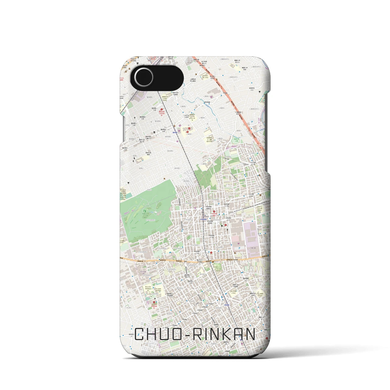 【中央林間】地図柄iPhoneケース（バックカバータイプ・ナチュラル）iPhone SE（第3 / 第2世代） / 8 / 7 / 6s / 6 用
